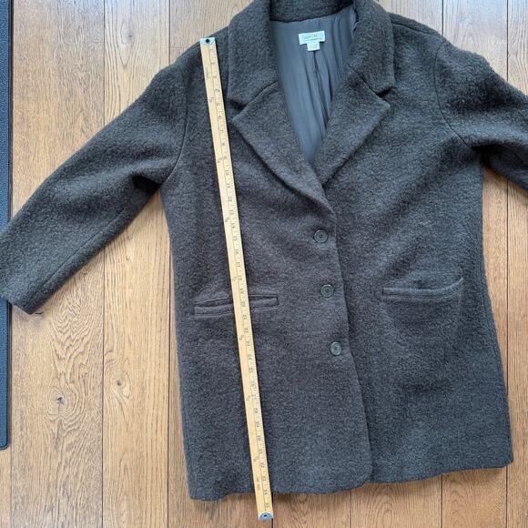 Maeve by Anthropologie Oversized Boucle Pea Coat SZ XL Brown Olive Wool Blend - Picture 11 of 12